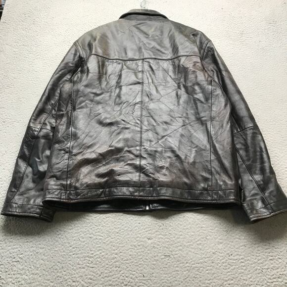 Perry Ellis Portfolio Genuine Leather Lambskin Wool Blend Jacket Womens L Black - Picture 10 of 13